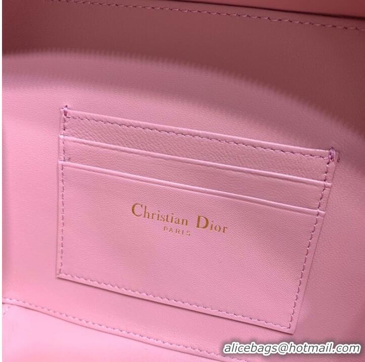 Cheapest DIOR CARO BOX BAG WITH CHAIN Latte Quilted Macrocannage Calfskin S5140UNG pink