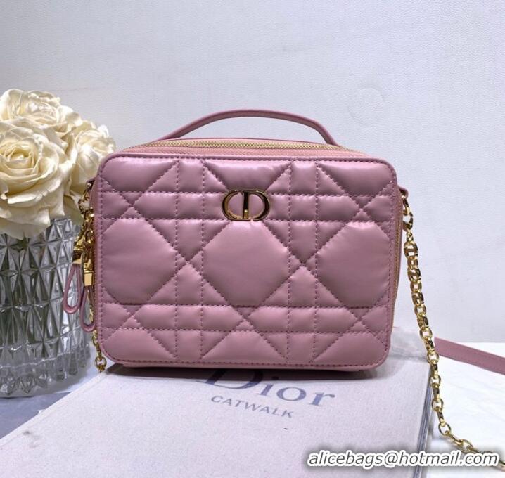 Cheapest DIOR CARO BOX BAG WITH CHAIN Latte Quilted Macrocannage Calfskin S5140UNG pink