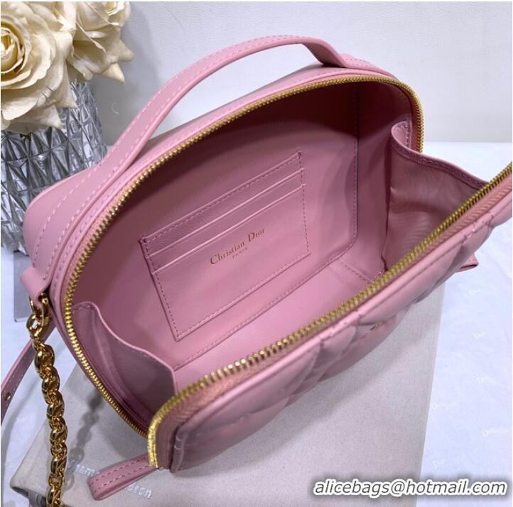 Cheapest DIOR CARO BOX BAG WITH CHAIN Latte Quilted Macrocannage Calfskin S5140UNG pink