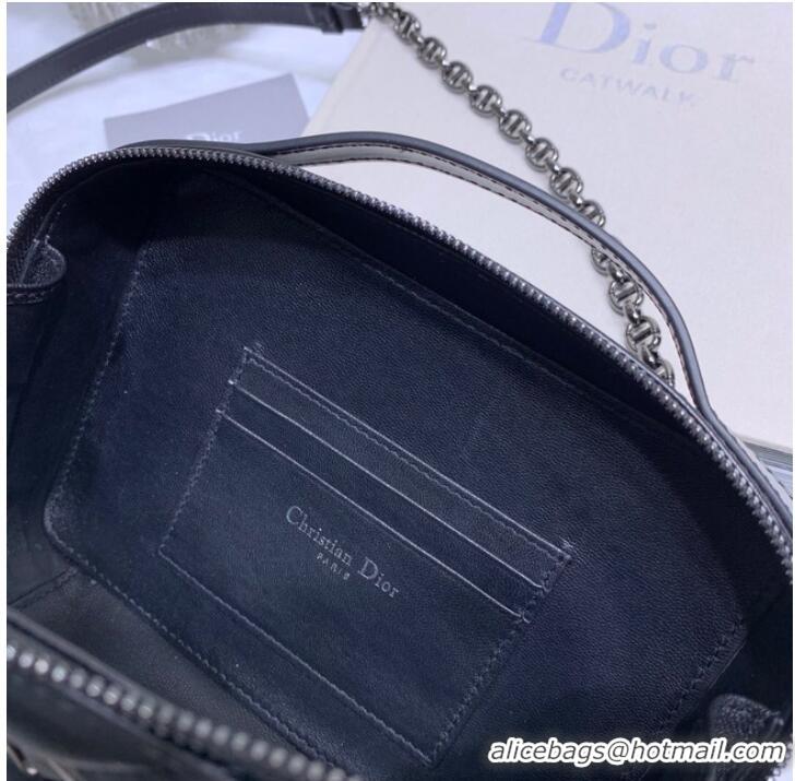 Good Product DIOR CARO BOX BAG WITH CHAIN Black Quilted Macrocannage Calfskin S5140B