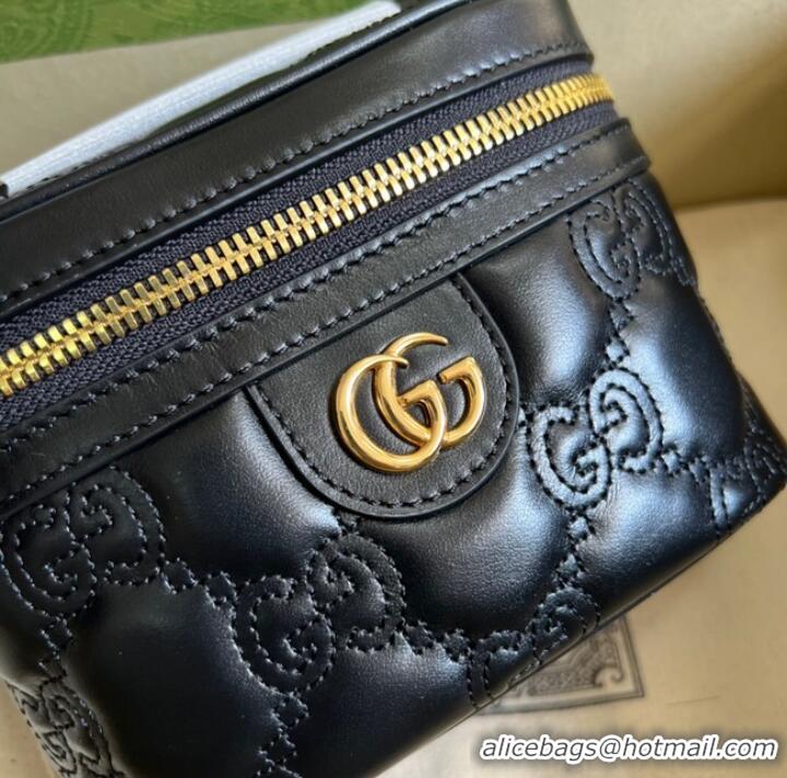 Top Quality Gucci GG Matelasse top handle mini bag 723770 black