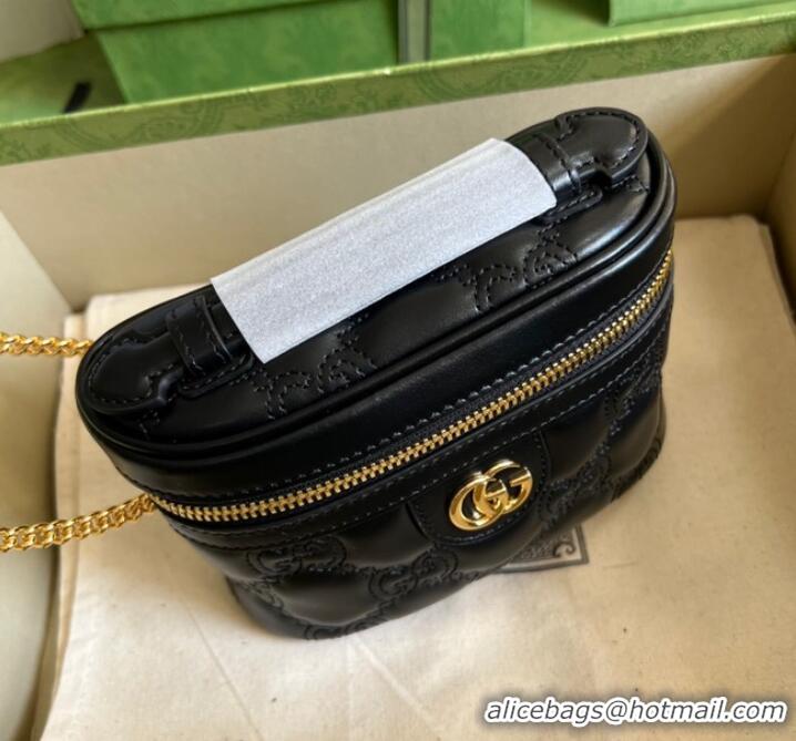 Top Quality Gucci GG Matelasse top handle mini bag 723770 black