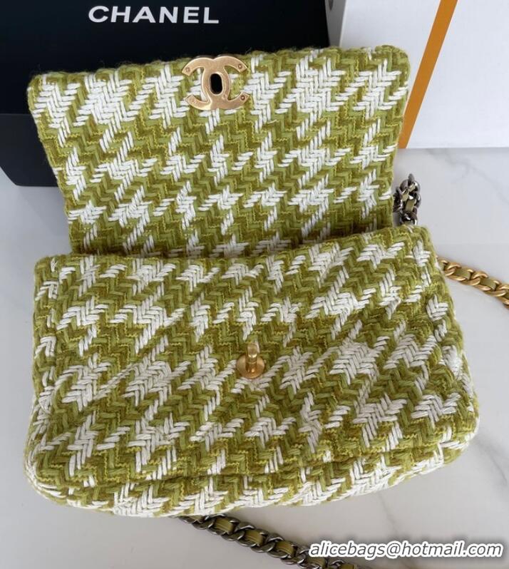 Promotional CHANEL 19 LARGE HANDBAG AS1161 Green & Ecru