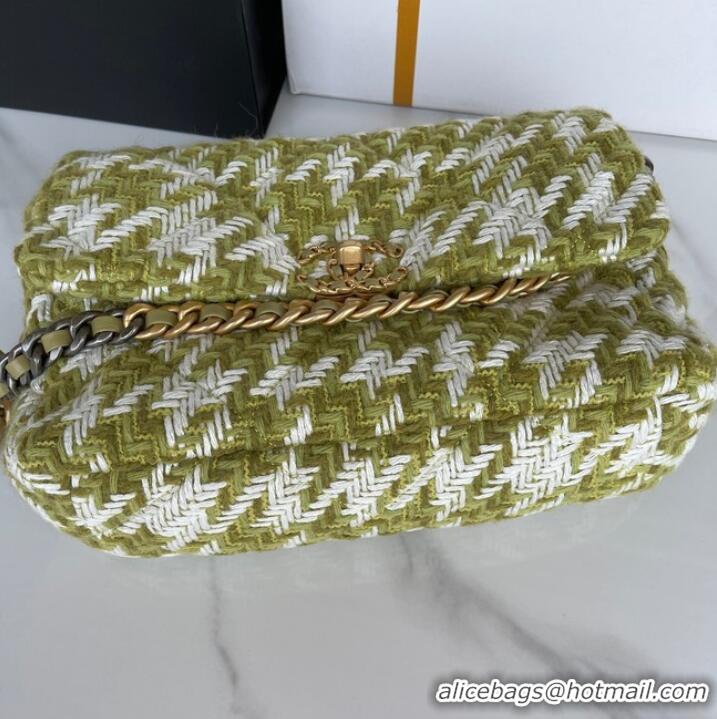 Promotional CHANEL 19 LARGE HANDBAG AS1161 Green & Ecru