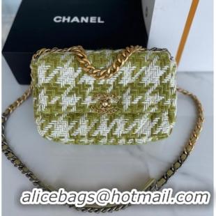 Good Product CHANEL 19 LARGE HANDBAG AS1160 Green & Ecru