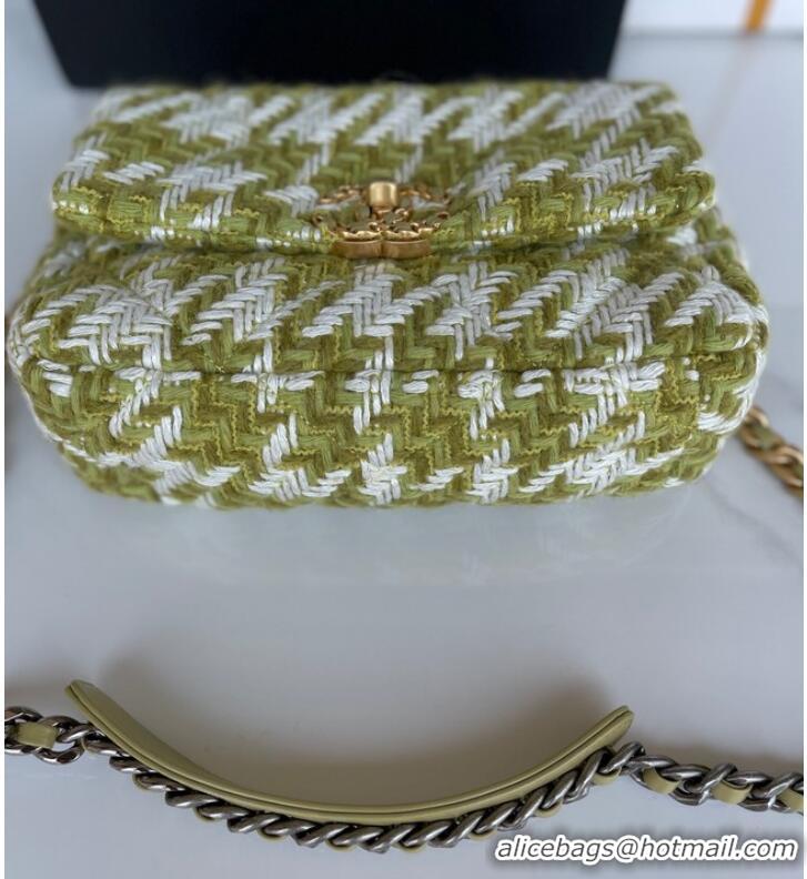 Good Product CHANEL 19 LARGE HANDBAG AS1160 Green & Ecru