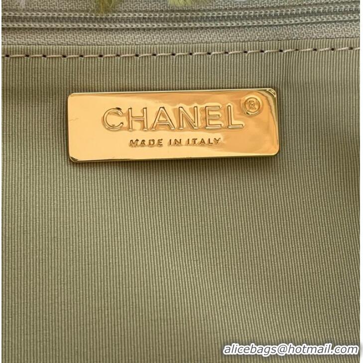 Good Product CHANEL 19 LARGE HANDBAG AS1160 Green & Ecru