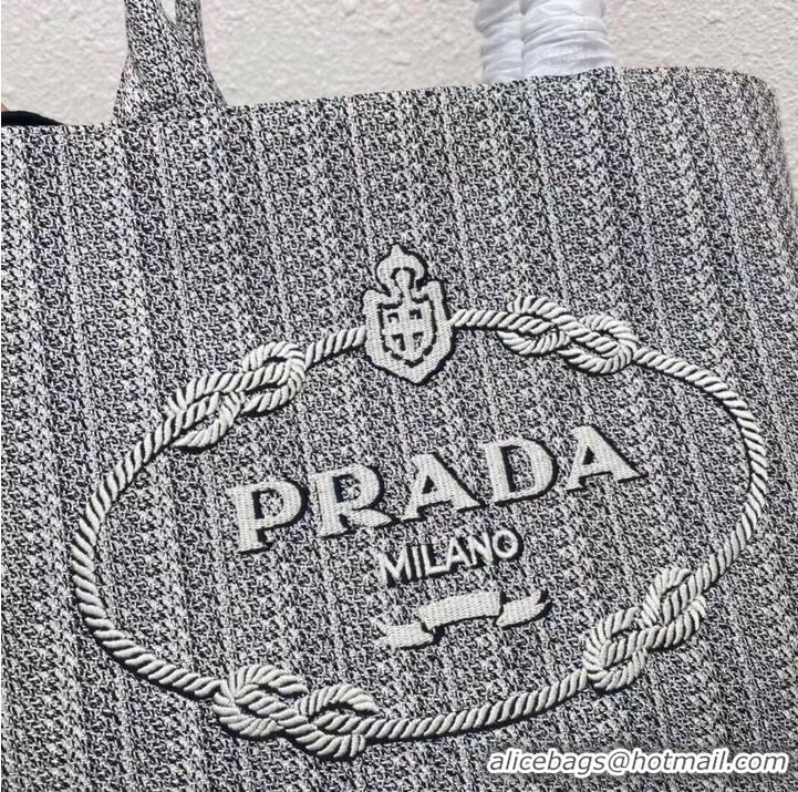 Famous Brand Prada SHOPPING BAG 1AV332 Black&grey