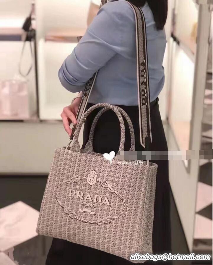 Famous Brand Prada SHOPPING BAG 1AV332 Black&grey