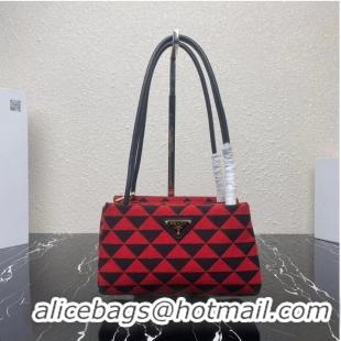 Top Quality Prada Small embroidered fabric Symbole bag 1BA368 red