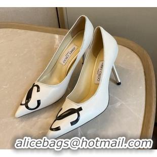 Grade Quality Jimmy Choo JC Leather High Heel Pumps 8.5cm White 071175