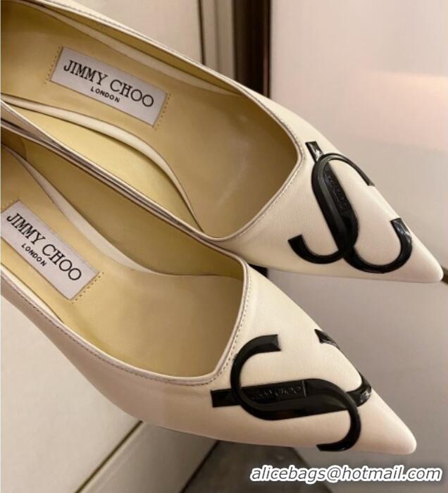 Grade Quality Jimmy Choo JC Leather High Heel Pumps 8.5cm White 071175