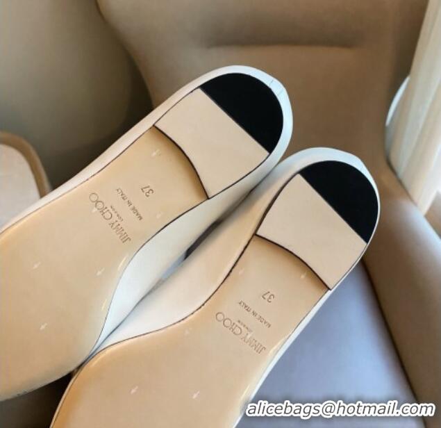 Low Price Jimmy Choo JC Leather Flat Ballet White 2071177