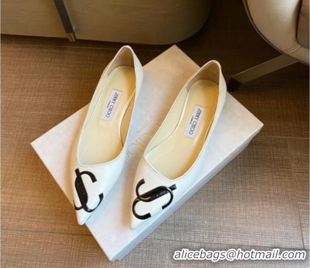 Low Price Jimmy Choo JC Leather Flat Ballet White 2071177