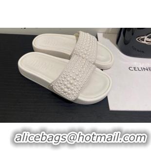 Inexpensive Jimmy Choo Fallow Pearl Flat Slide Sandals White 0721100