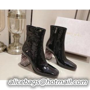 Good Quality Jimmy Choo Ibyrelle Patent Leather High Heel Ankle Boots 8.5cm Black 0825110