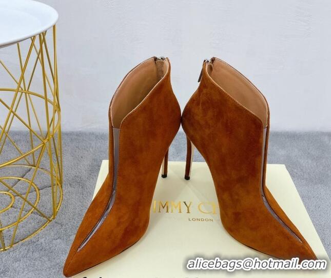 Unique Style Jimmy Choo Suede Heel Ankle Boots 10.5cm Brown 090931