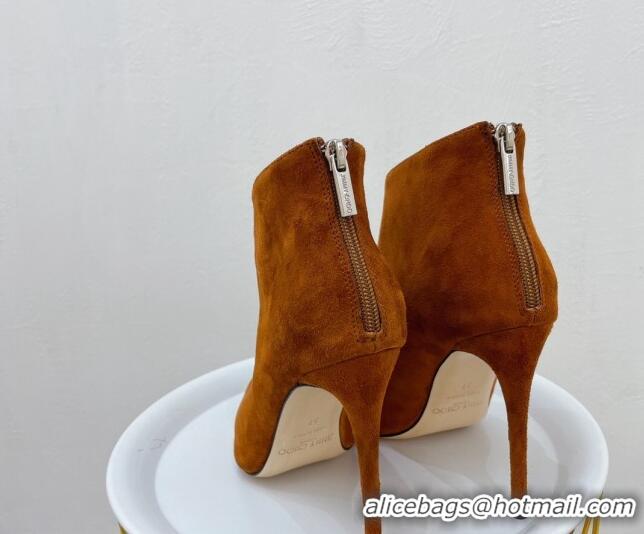 Unique Style Jimmy Choo Suede Heel Ankle Boots 10.5cm Brown 090931