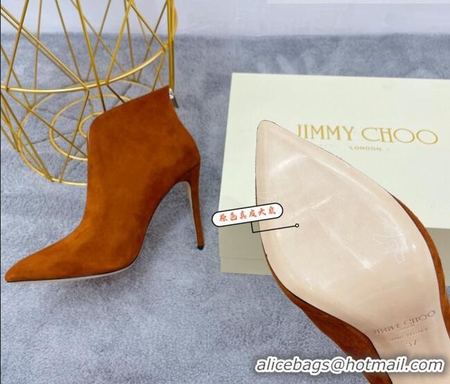 Unique Style Jimmy Choo Suede Heel Ankle Boots 10.5cm Brown 090931