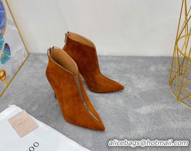 Unique Style Jimmy Choo Suede Heel Ankle Boots 10.5cm Brown 090931