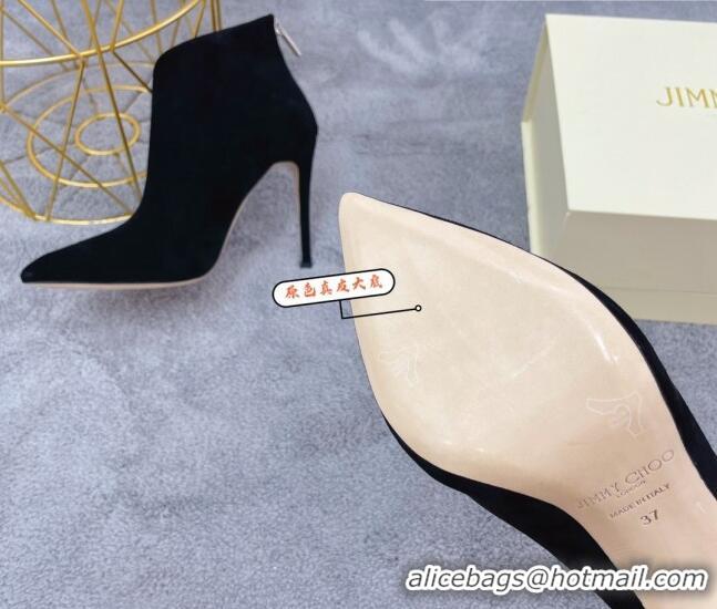 Popular Style Jimmy Choo Suede Heel Ankle Boots 10.5cm Black 090932