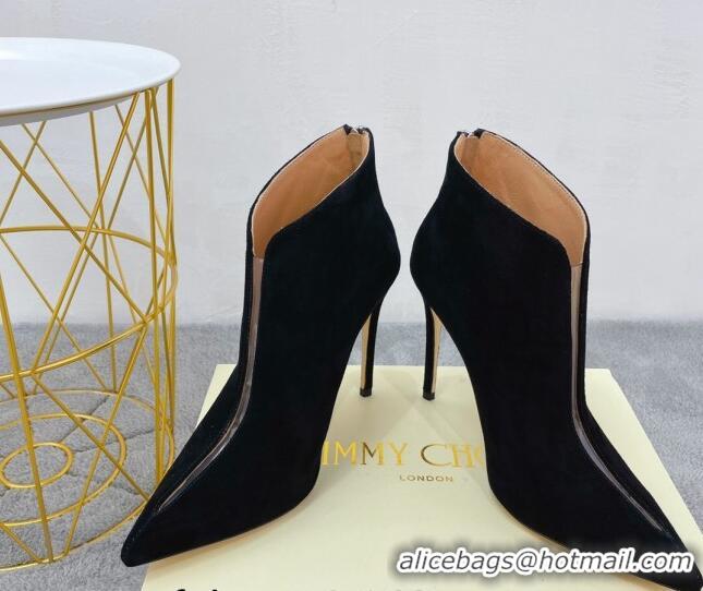 Popular Style Jimmy Choo Suede Heel Ankle Boots 10.5cm Black 090932