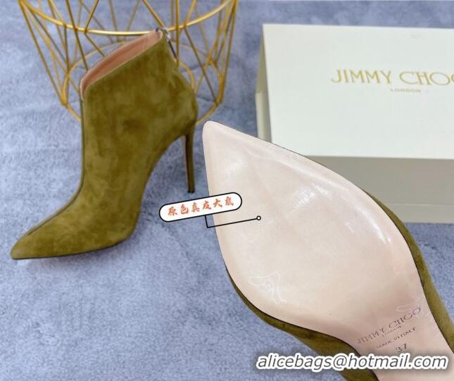 Durable Jimmy Choo Suede Heel Ankle Boots 10.5cm Green 090933