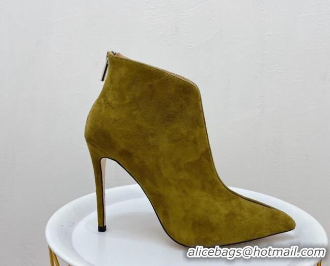 Durable Jimmy Choo Suede Heel Ankle Boots 10.5cm Green 090933