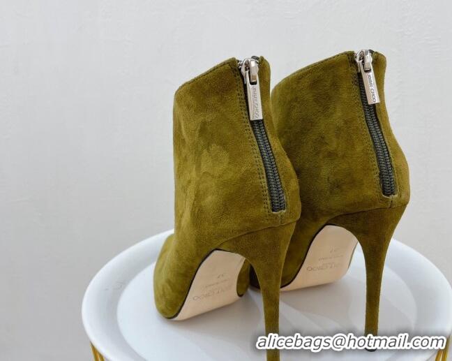 Durable Jimmy Choo Suede Heel Ankle Boots 10.5cm Green 090933