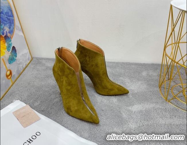 Durable Jimmy Choo Suede Heel Ankle Boots 10.5cm Green 090933