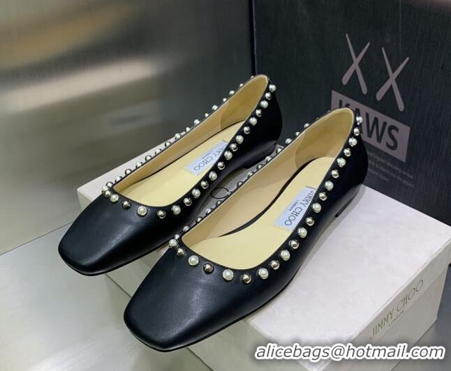 Purchase Jimmy Choo Nappa Leather Ballerinas with Pearls Black 090937