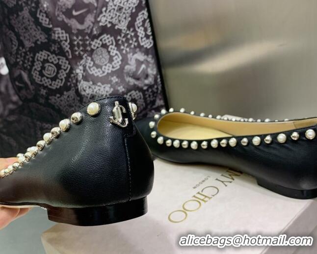 Purchase Jimmy Choo Nappa Leather Ballerinas with Pearls Black 090937