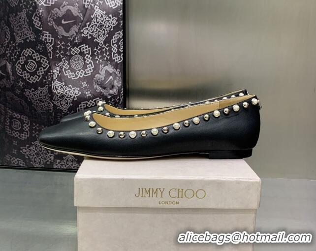 Purchase Jimmy Choo Nappa Leather Ballerinas with Pearls Black 090937