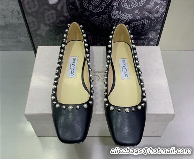 Purchase Jimmy Choo Nappa Leather Ballerinas with Pearls Black 090937