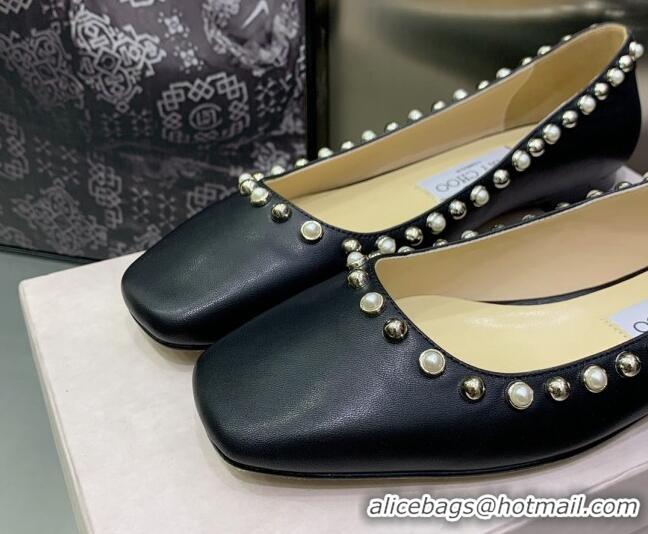 Purchase Jimmy Choo Nappa Leather Ballerinas with Pearls Black 090937