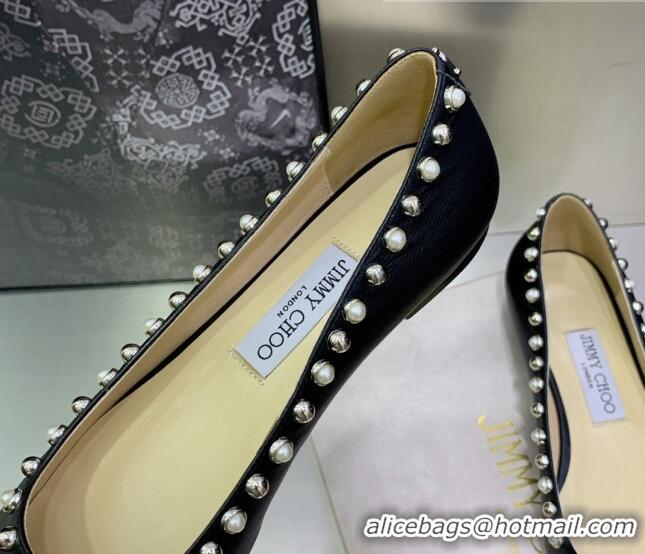 Purchase Jimmy Choo Nappa Leather Ballerinas with Pearls Black 090937