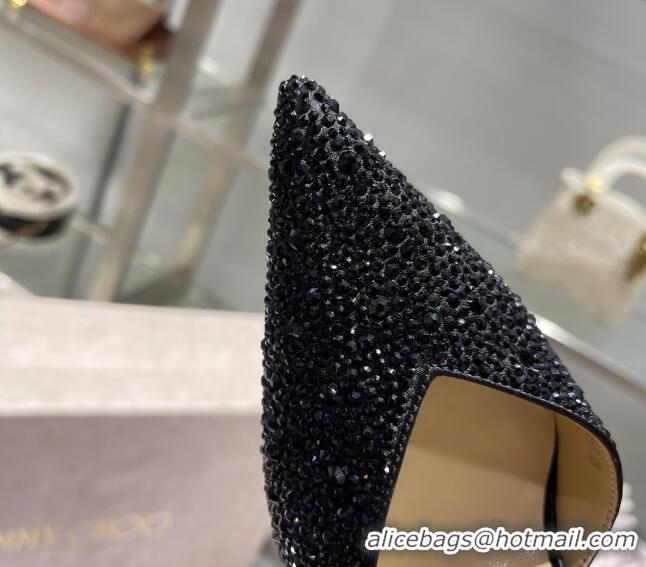 Stylish Jimmy Choo Crystal Slingback Pumps 10cm Black 101057