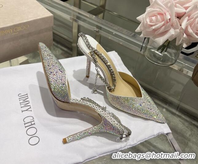 Good Looking Jimmy Choo Crystal Slingback Pumps 10cm Crystal 101058