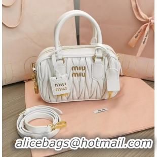 Best Design Miu Miu Original Leather Top-handle Bag With Strap 5BG184 White