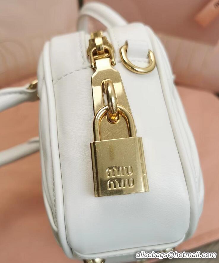 Best Design Miu Miu Original Leather Top-handle Bag With Strap 5BG184 White