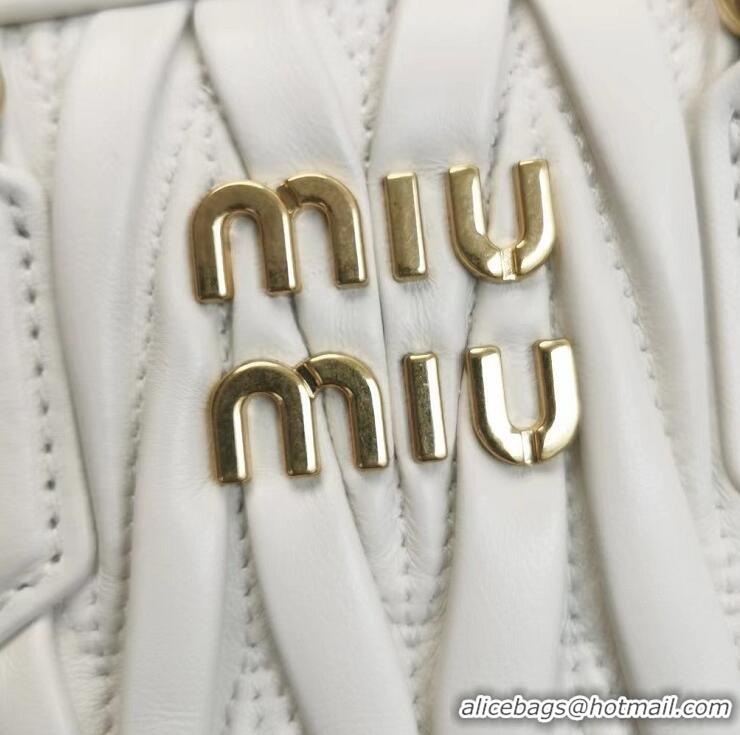 Best Design Miu Miu Original Leather Top-handle Bag With Strap 5BG184 White