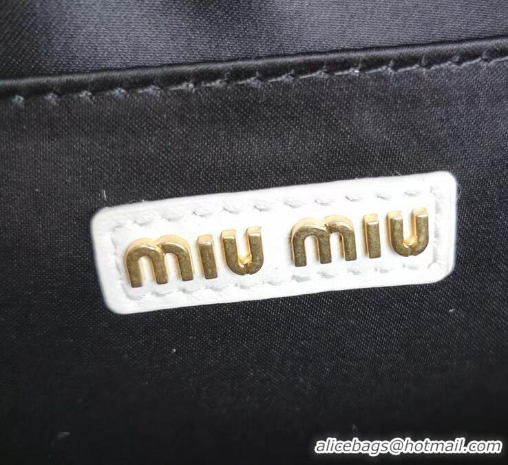 Best Design Miu Miu Original Leather Top-handle Bag With Strap 5BG184 White