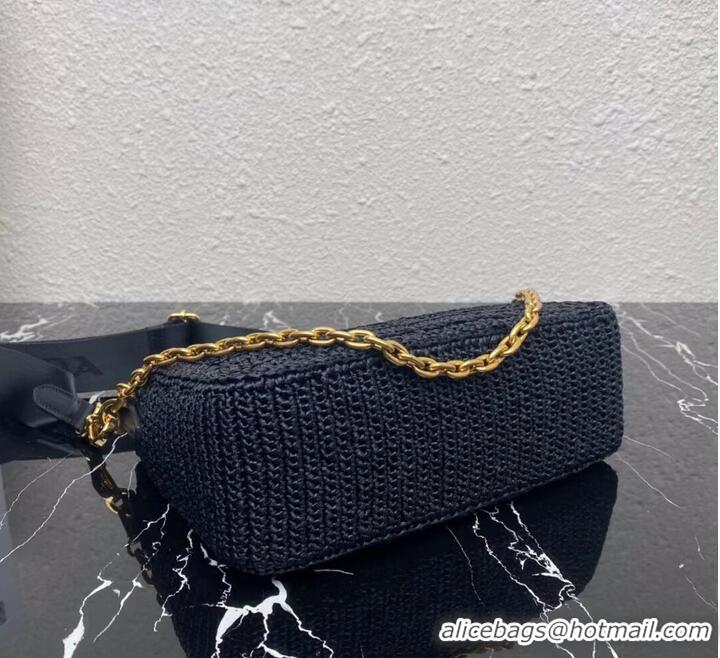 Inexpensive Prada Re-Edition 2005 raffia bag 1BH204 black