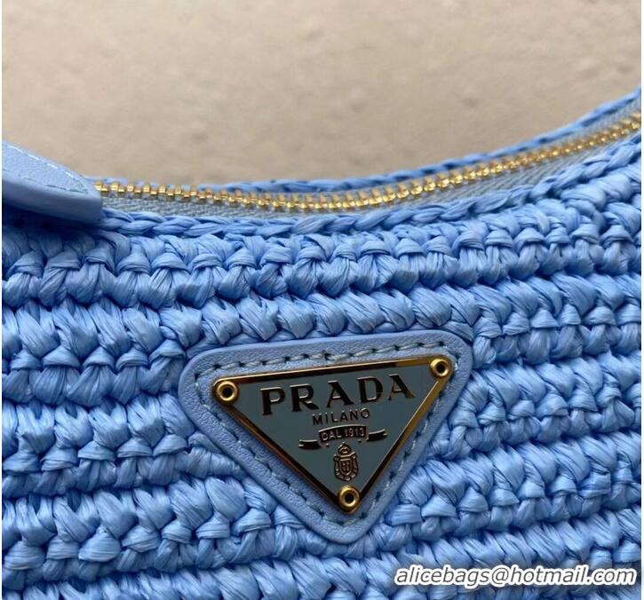 Promotional Prada Re-Edition 2005 raffia bag 1BH204 sky blue