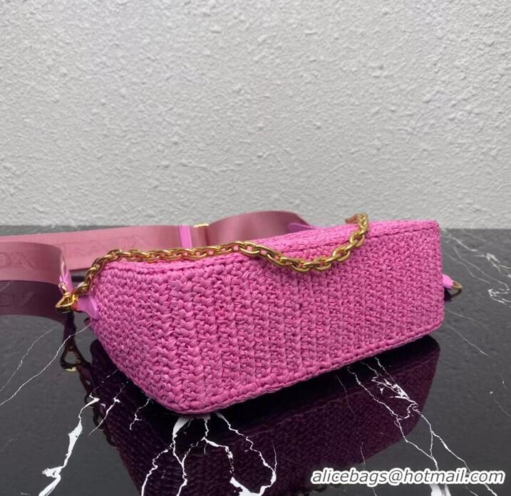 Best Price Prada Re-Edition 2005 raffia bag 1BH204 pink