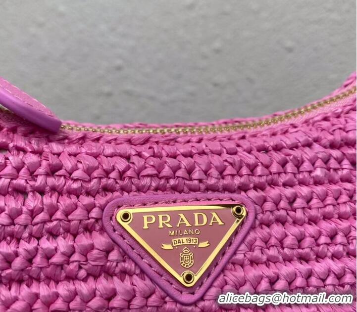 Best Price Prada Re-Edition 2005 raffia bag 1BH204 pink