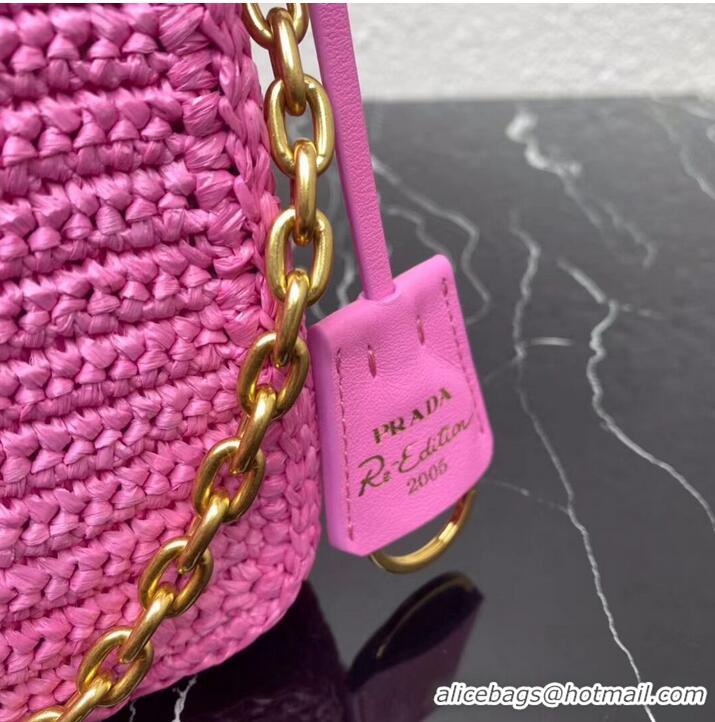 Best Price Prada Re-Edition 2005 raffia bag 1BH204 pink