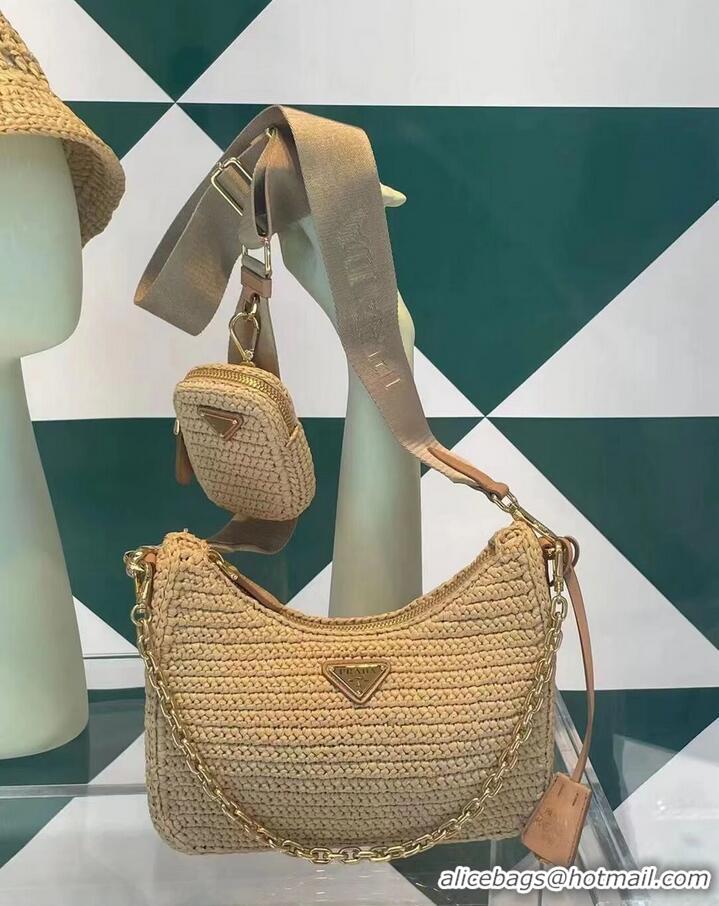 Good Product Prada Re-Edition 2005 raffia bag 1BH204 tan