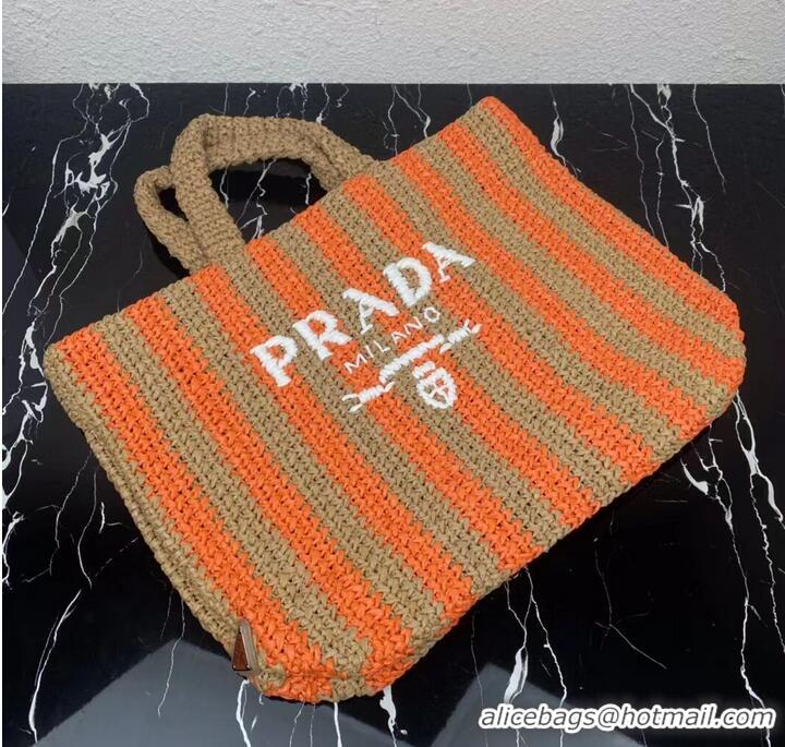 Good Quality Prada Raffia tote bag 1NE229 orange