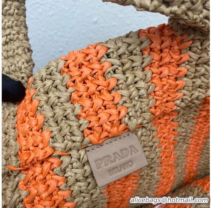 Good Quality Prada Raffia tote bag 1NE229 orange